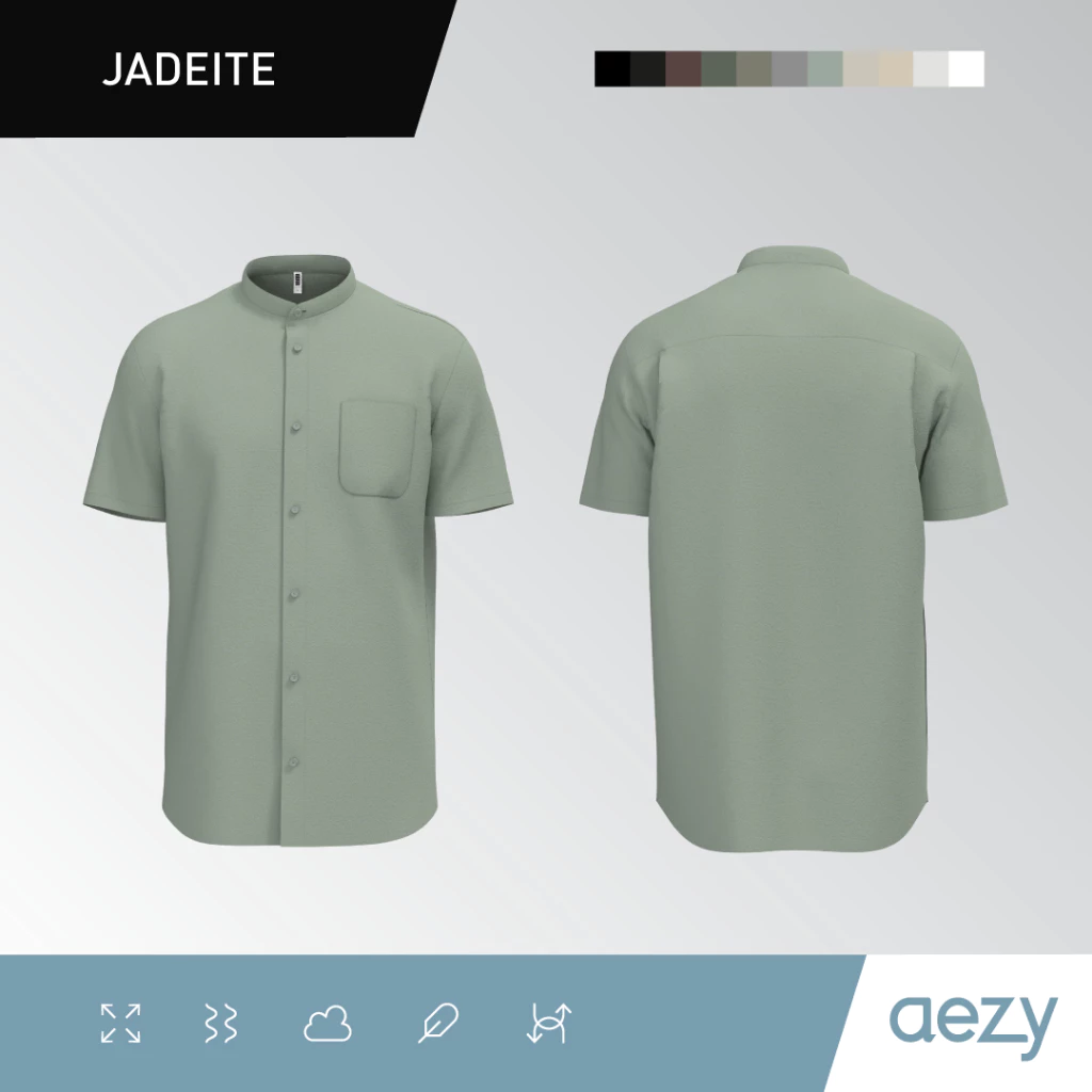 KEMEJA AEZY STAND COLLAR SHORT SLEEVE